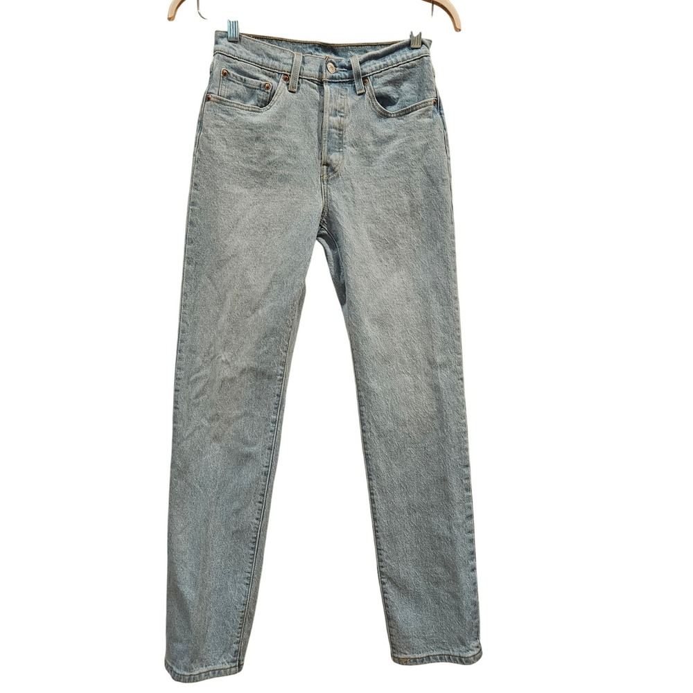 Levi Strauss 501 Women Light Wash Denim Jeans Straight Leg Button Fly W27 L32